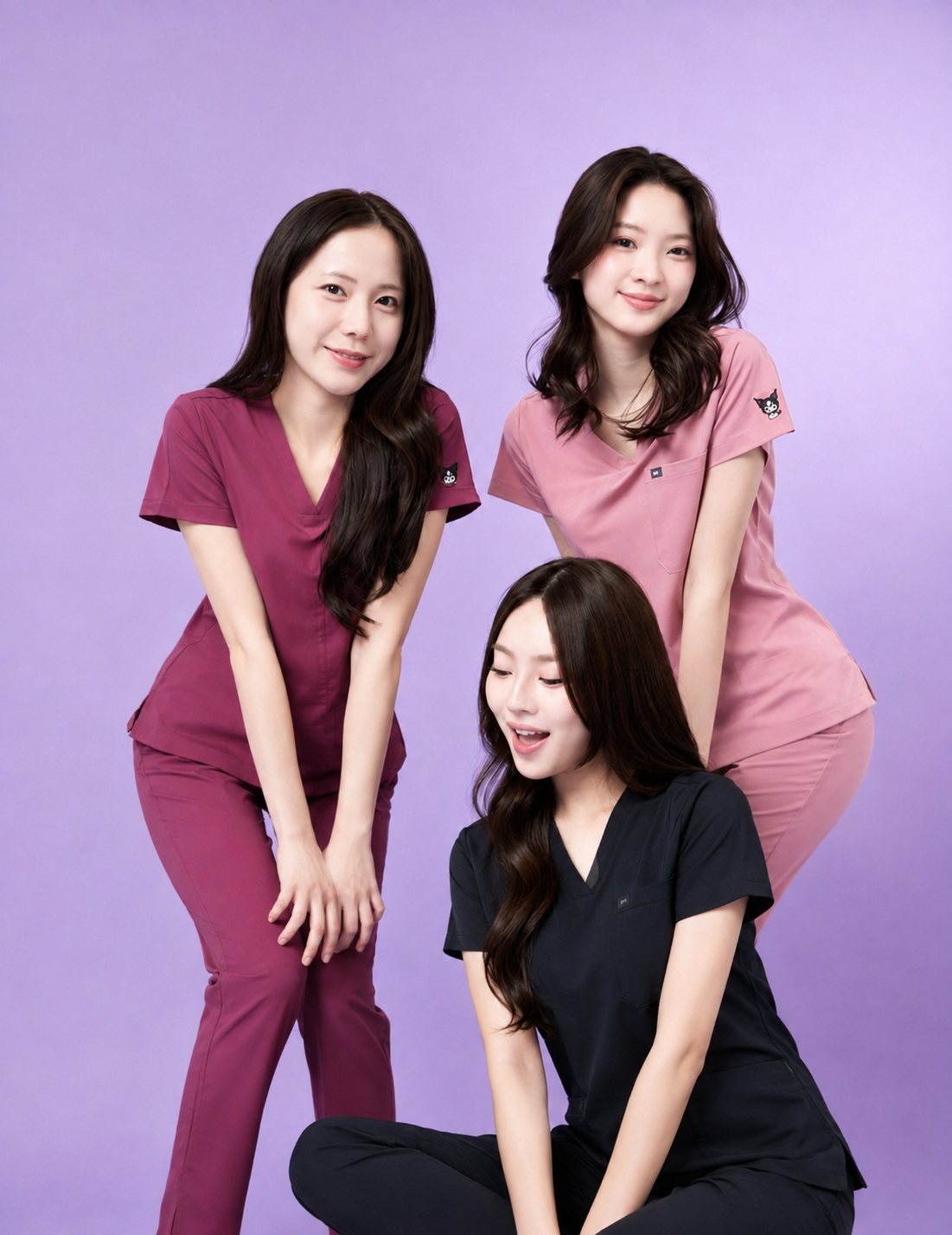 Three women wearing SUB scrubs