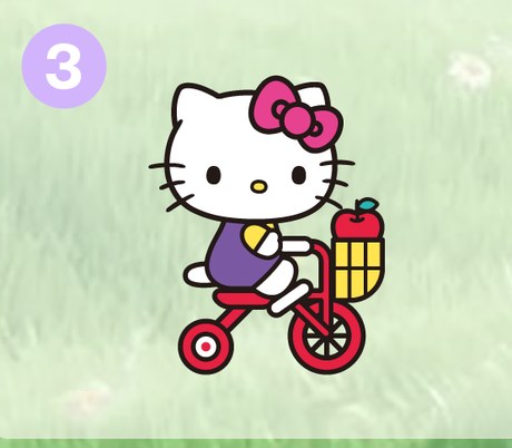 Sleeve embroidery design: Hello Kitty with a tricycle