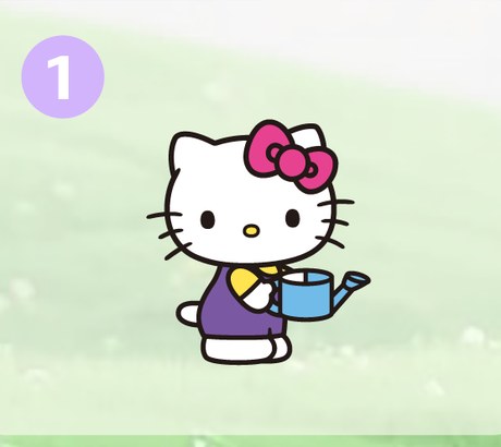 Sleeve embroidery design: Hello Kitty with a watering can